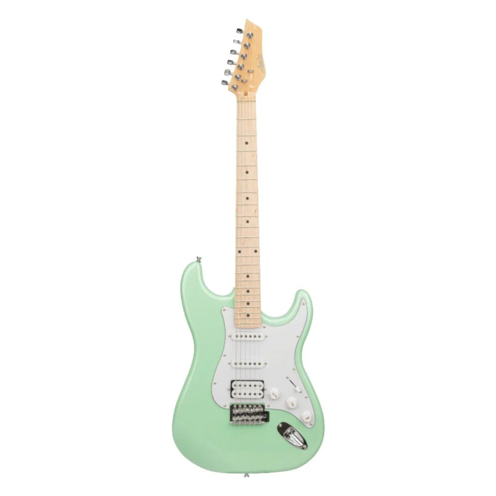 Ashton AG232MSF 6 String Electric Guitar with Gig Bag, Strap, and Online Lessons - Seafoam