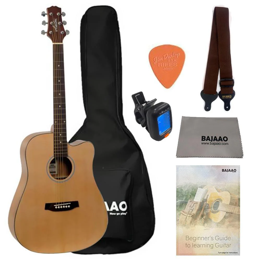 Ashton D20C NTM Dreadnought Cutaway Acoustic Guitar with Strap, Picks, Gigbag, Cloth & Ebook