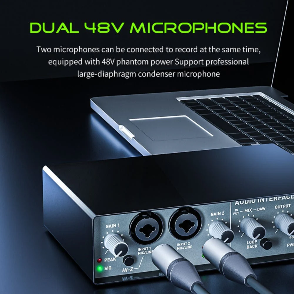 Audio Array AI-01 24 bit 192KHz 2in/2out Audio Interface with Gain Control Mono & Loop Back Button along with No Latency Monitoring for Recording Streaming and Podcasting - Image 5