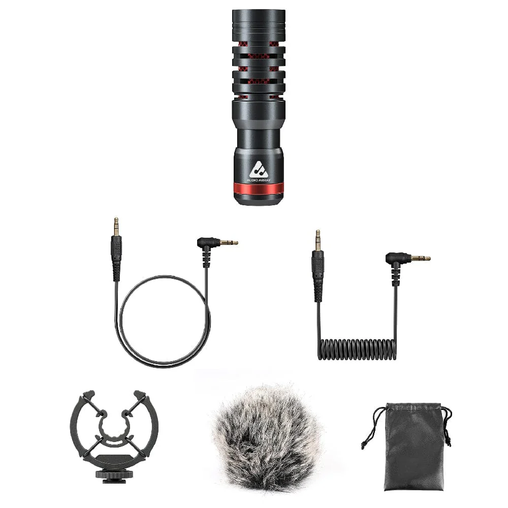 Audio Array AM-C14 Omnidirectional Condenser Shotgun Microphone with 3.5mm Connector with Battery for DSLR & Smartphone