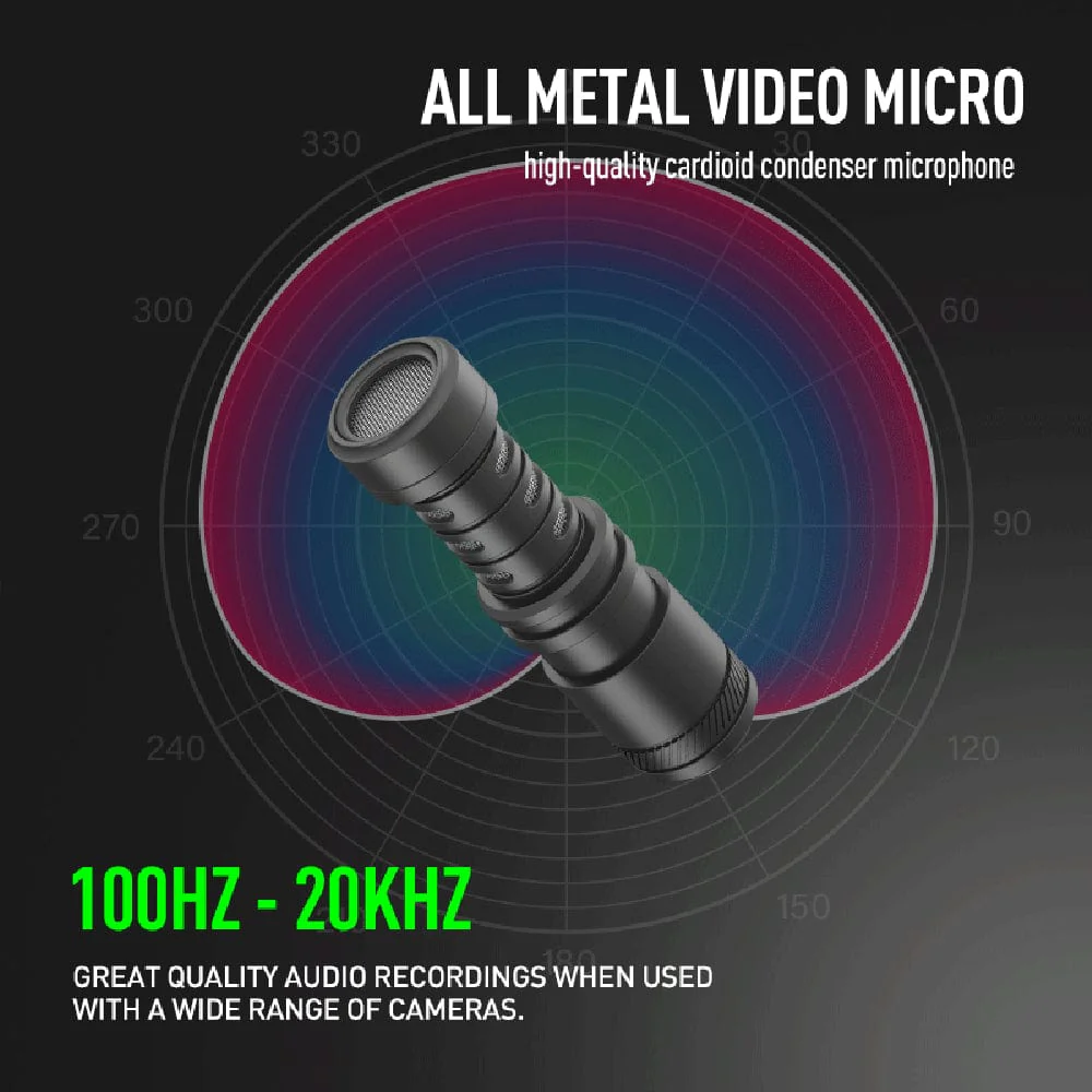 Audio Array AM-C18 Omnidirectional Condenser Shotgun Microphone kit with 3.5mm Connector with Led & Tripod for Smartphone - Image 7