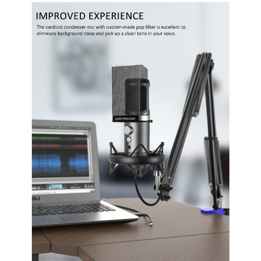 Audio Array AM-C25 USB Condenser Microphone with Microphone Stand & Pop Filter - Image 2