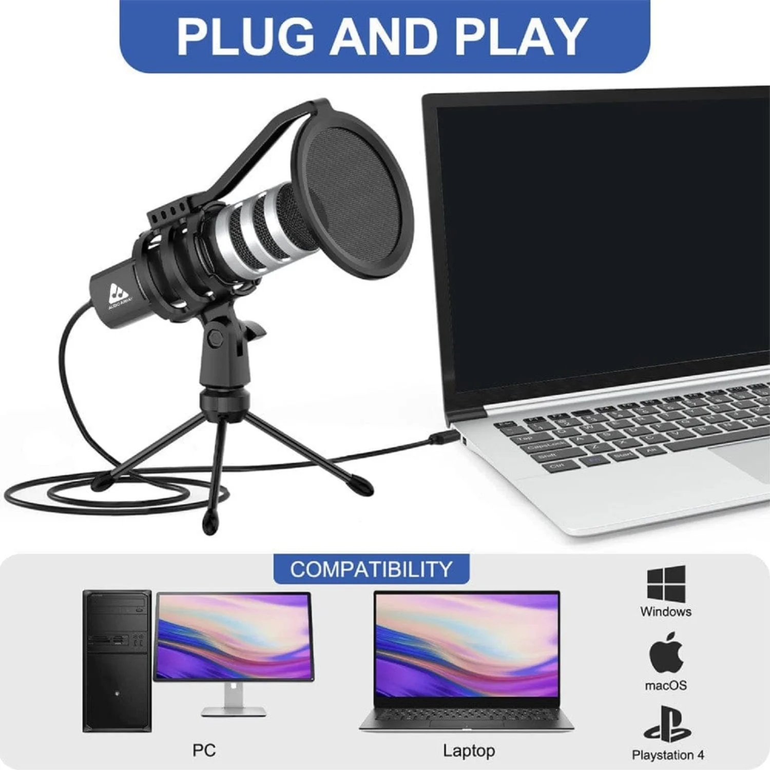 Audio Array AM-C4 USB Plug & Play Condenser Microphone Kit - Image 5