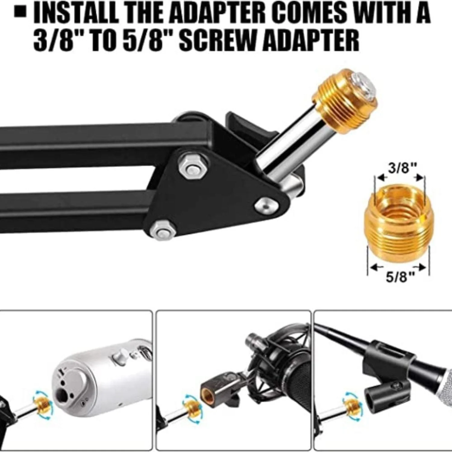 Audio Array AA-06 Microphone Boom Arm with Adjustable Suspension Scissor Arm Stand, Microphone Stand, Pop Filter - Image 4