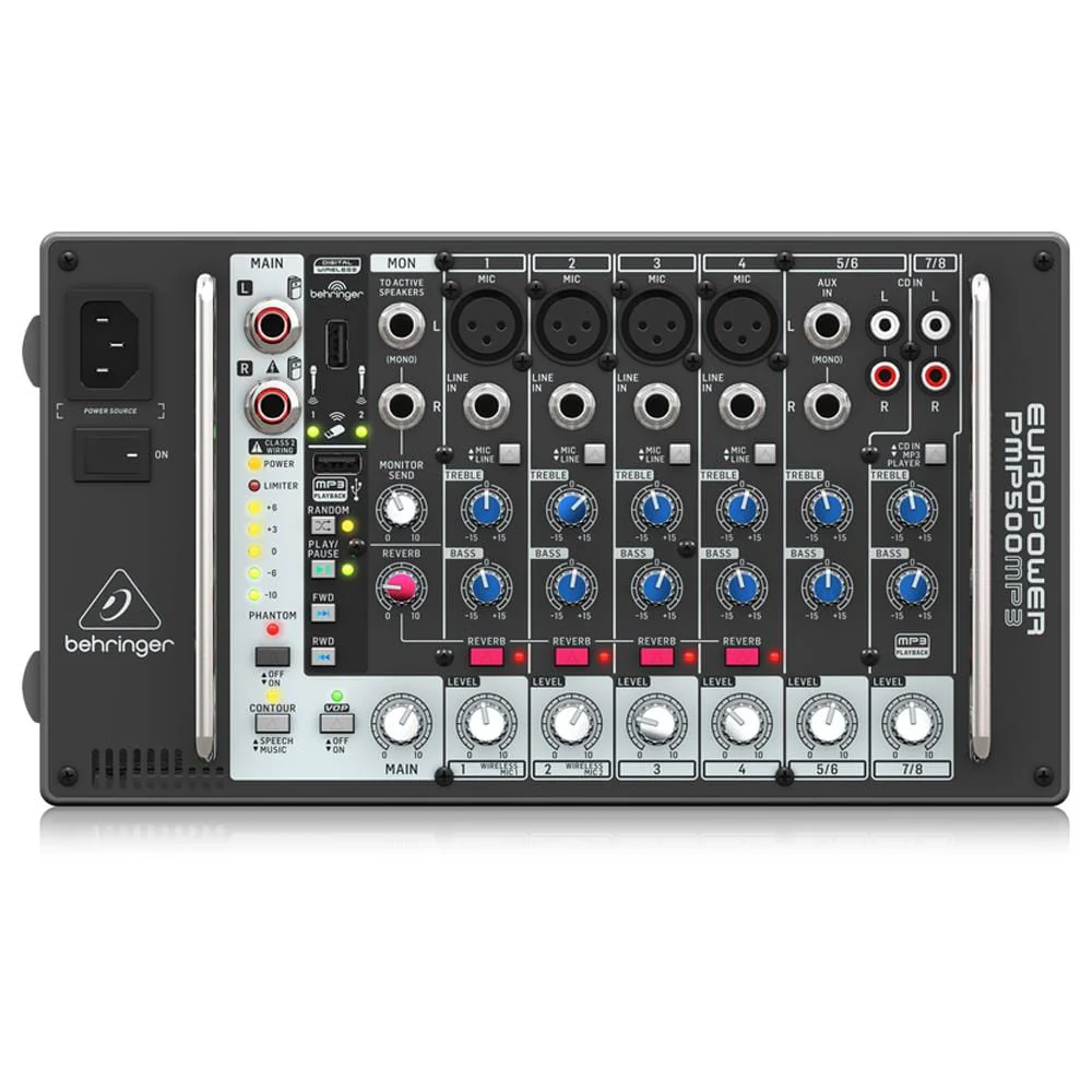 Behringer Europower PMP500MP3 500-Watt 8-Channel Powered Mixer