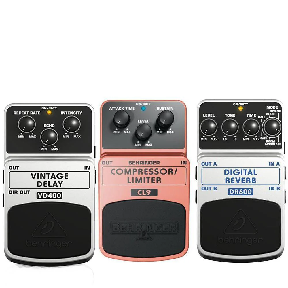 Behringer Home Creation Pedal Bundle with Guitar Effects Pedal Delay Effects Pedal & Limiter Guitar Effects Pedal