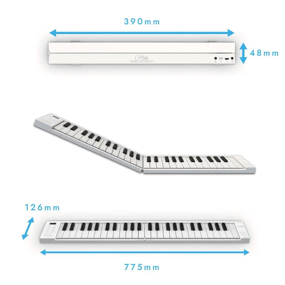 Carry-on FP49 49 Keys Folding Digital Piano - White - Image 3
