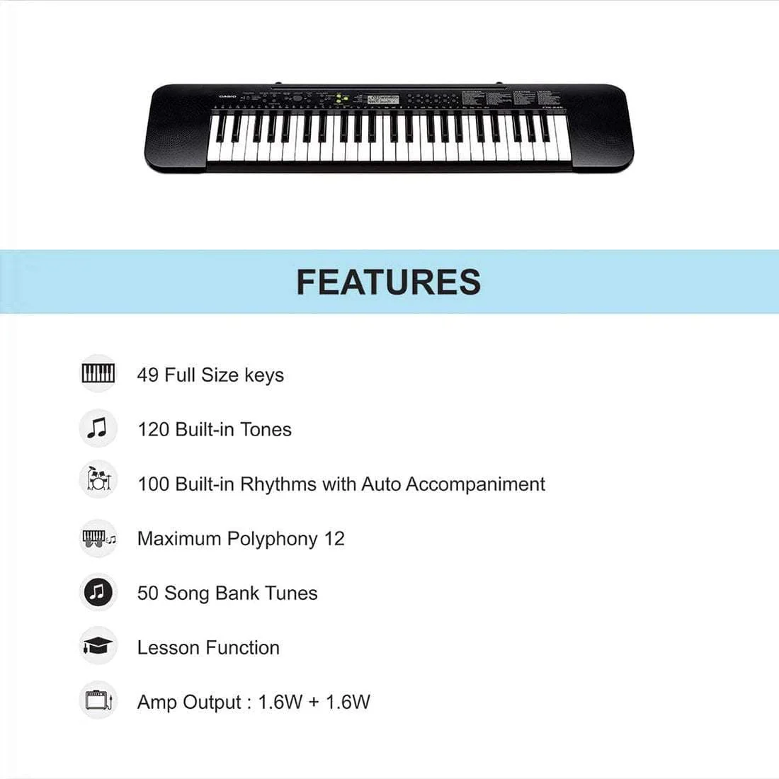 Casio CTK245 Portable Keyboard with Power Adapter, Gigbag, Polishing Cloth & Ebook - Image 6