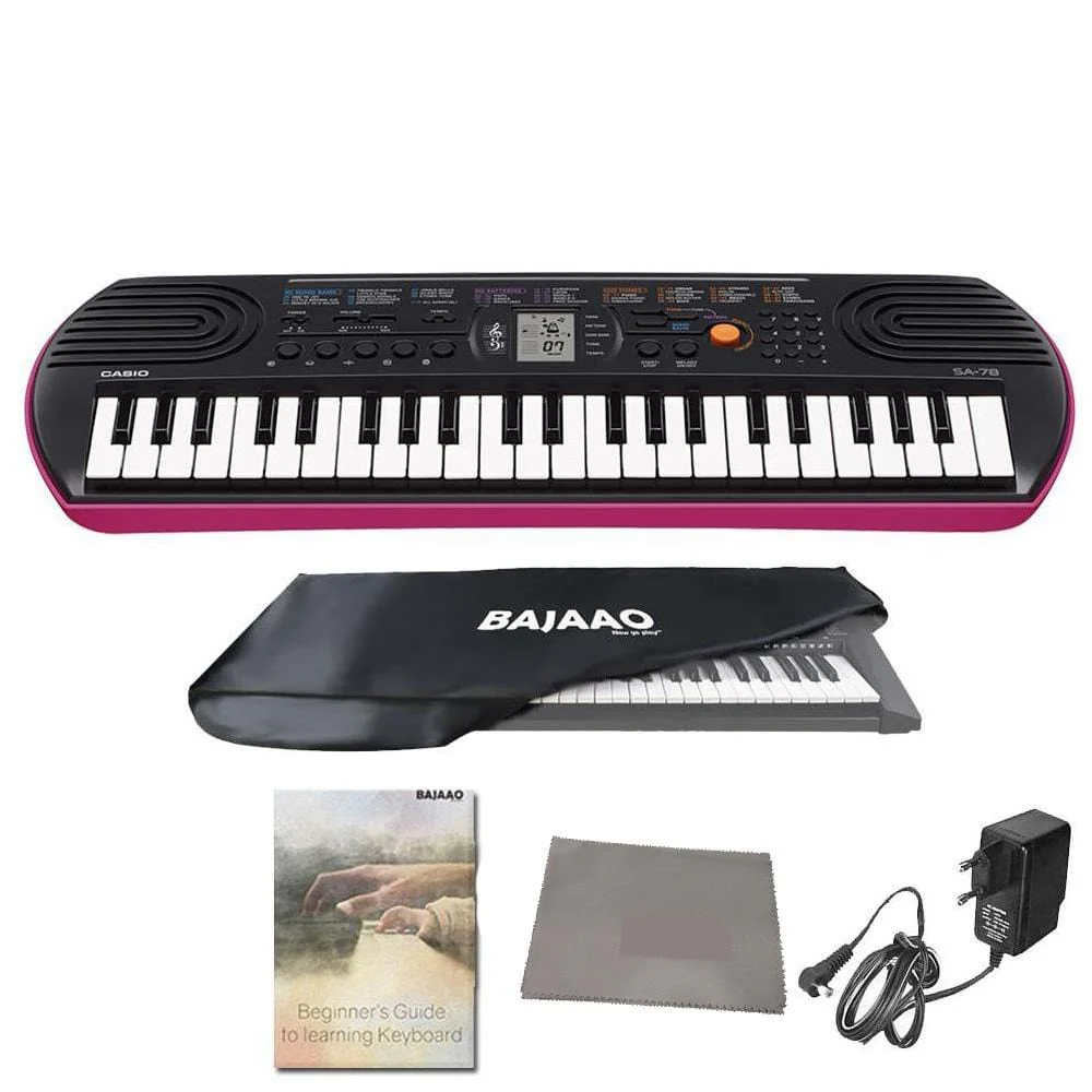 Casio SA78 Mini Portable Keyboard With Adapter, Polishing Cloth, Dust Cover, Online Lessons, Warranty & Ebook