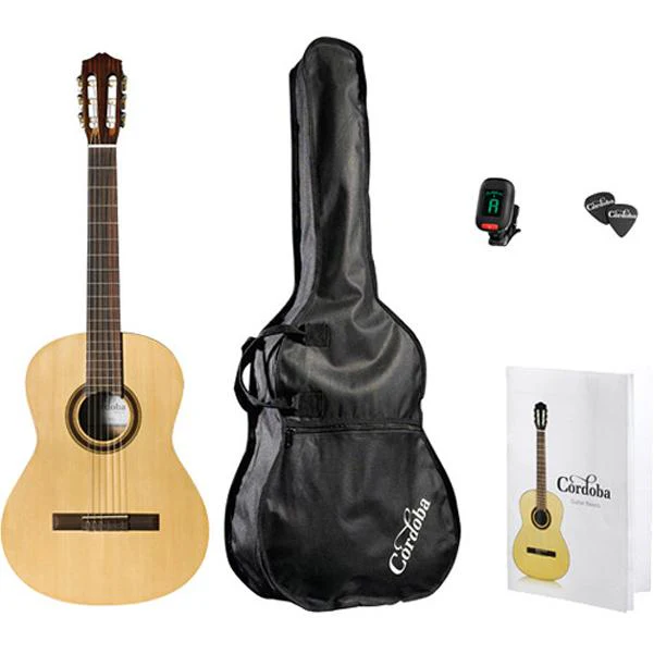 Cordoba CP100 Nylon 6-String Classical Guitar Pack with Tuner Picks and Gig Bag