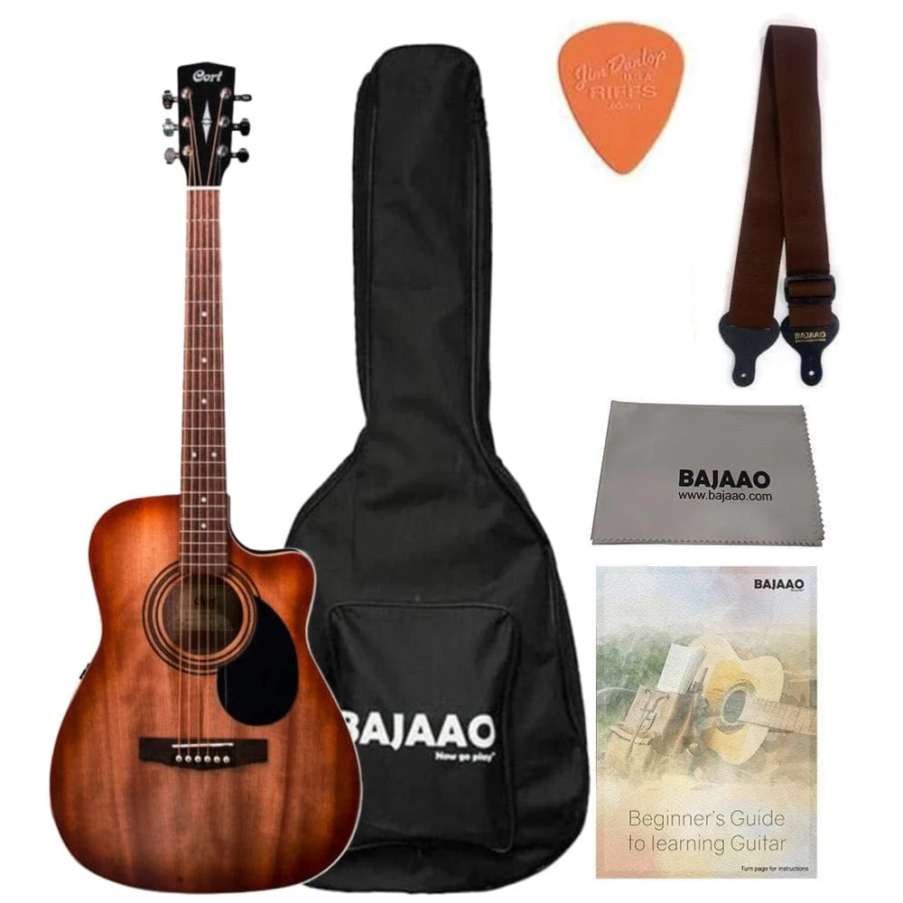 Cort AF500CE Standard Series Open Pore Electro Acoustic Guitar with Gigbag, Strap, Picks, Polishing Cloth & Ebook - Image 13