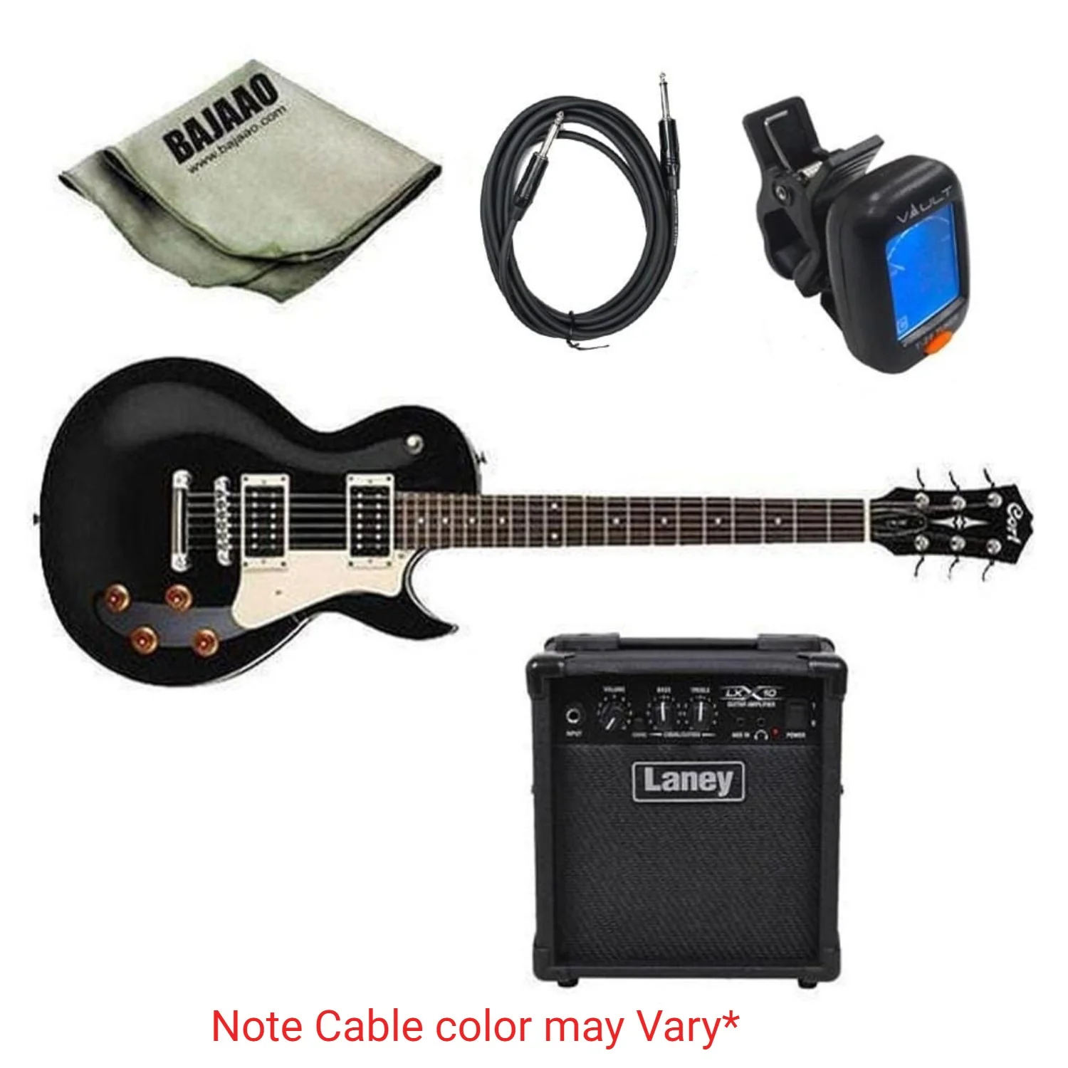 Cort CR100 Les Paul Style Electric Guitar Standard Guitar Bundle with Amplifier, Tuner, Cable and Polishing Cloth - Image 5
