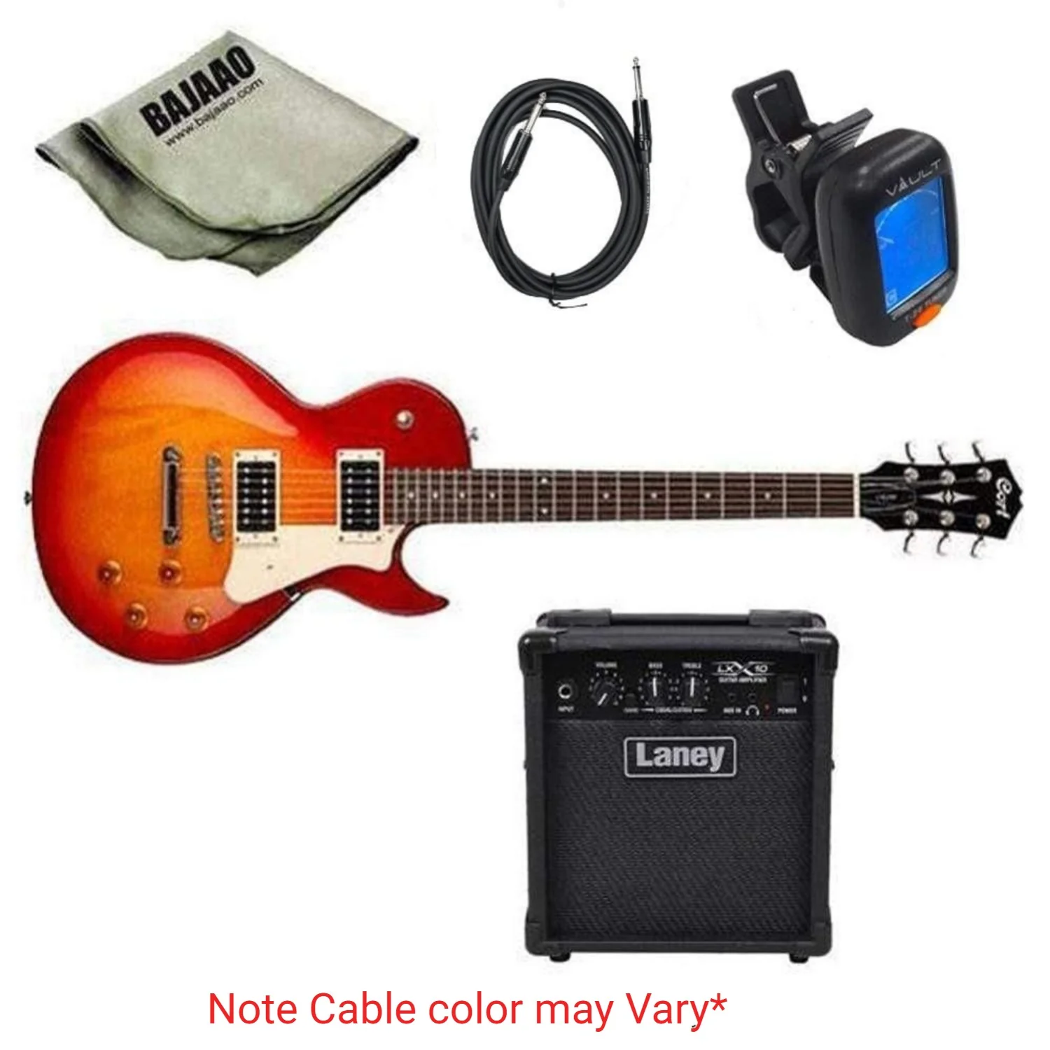 Cort CR100 Les Paul Style Electric Guitar Standard Guitar Bundle with Amplifier, Tuner, Cable and Polishing Cloth - Image 8