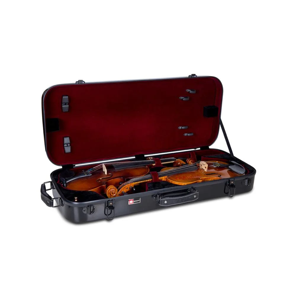 Crossrock CRF1000DVBK Fiberglass Double Violin Case - Image 4