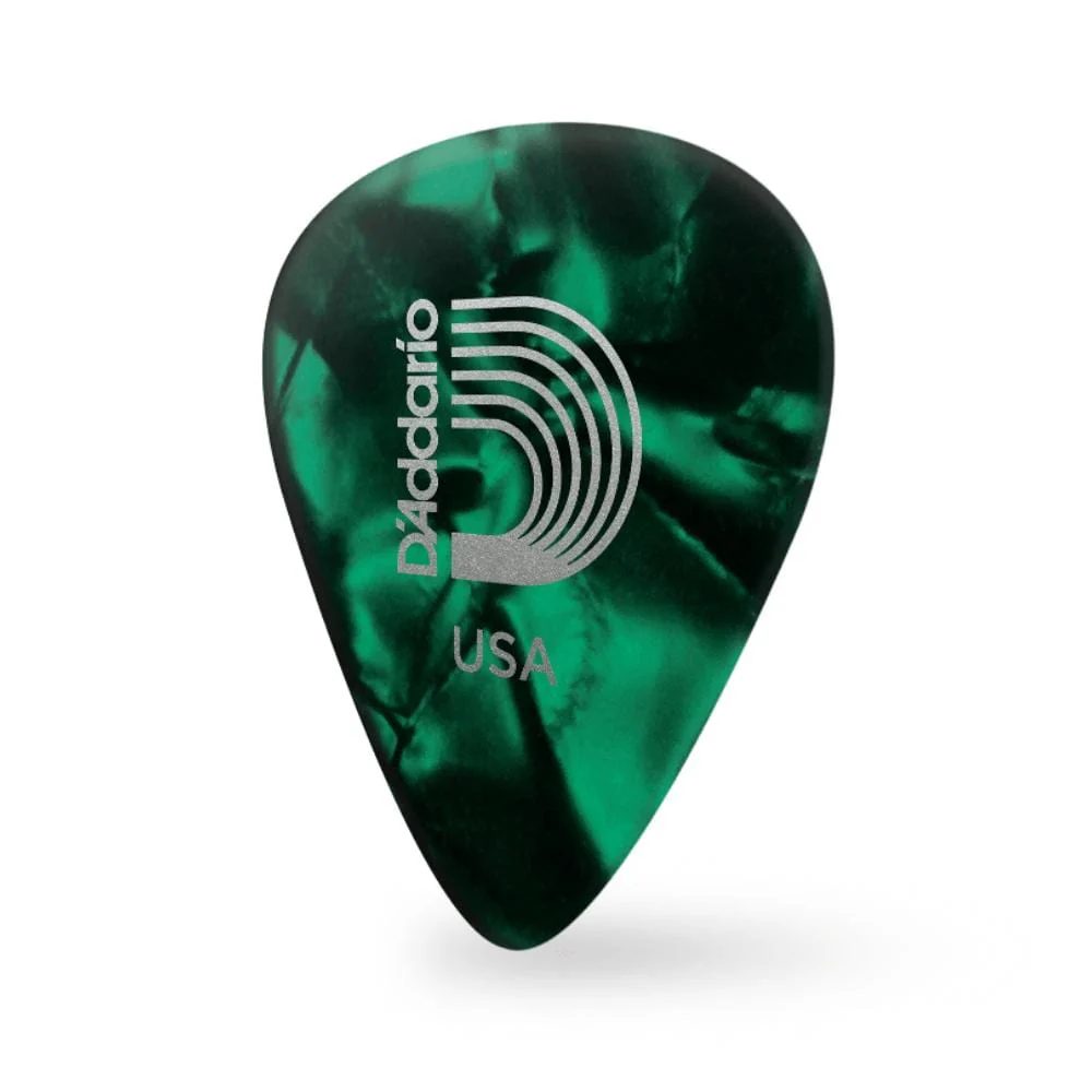 D'Addario Classic Celluloid Green Pearl 0.70mm Medium Gauge Guitar Pick - Image 2