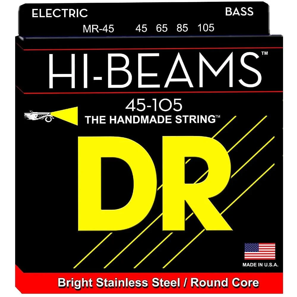 DR String MR45 Hi Beam Medium 4 String Bass Guitar String Set - 0.45-0.05