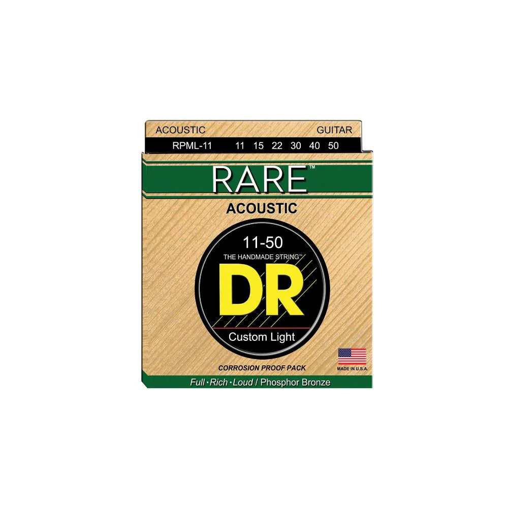 DR Strings RPML-11 Rare Phosphor Bronze Custom Light Acoustic Guitar Strings - 11-50