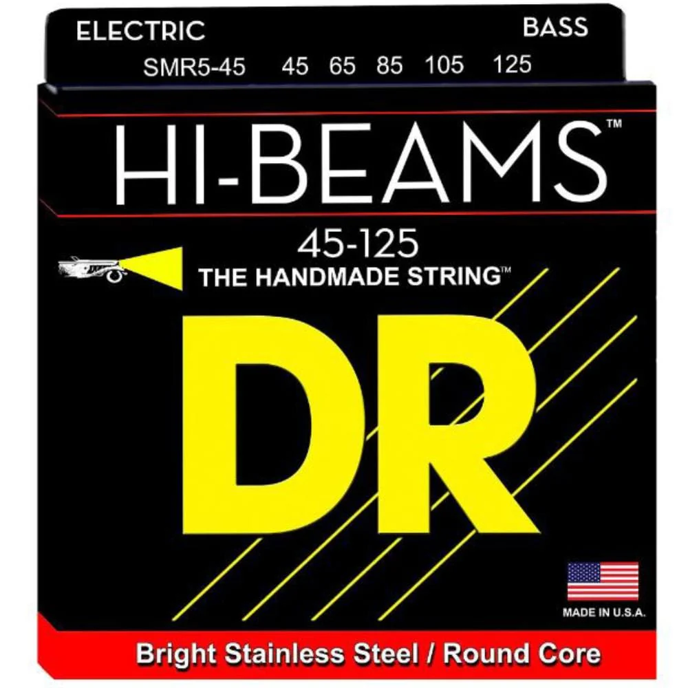 DR Strings SMR545 Short Scale Medium 5 String Bass Guitar String Set - 45-125