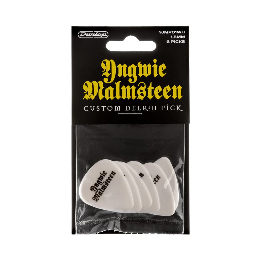 Dunlop Yngwie Malmsteen Custom Delrin Guitar Picks - Pack of  6 - 1.5mm White - Image 4