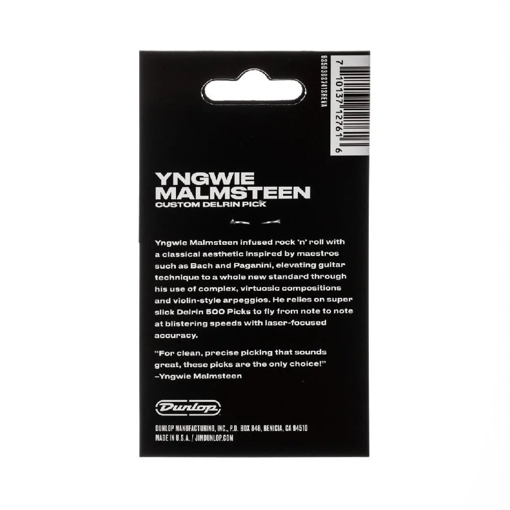 Dunlop Yngwie Malmsteen Custom Delrin Guitar Picks - Pack of  6 - 1.5mm White - Image 5