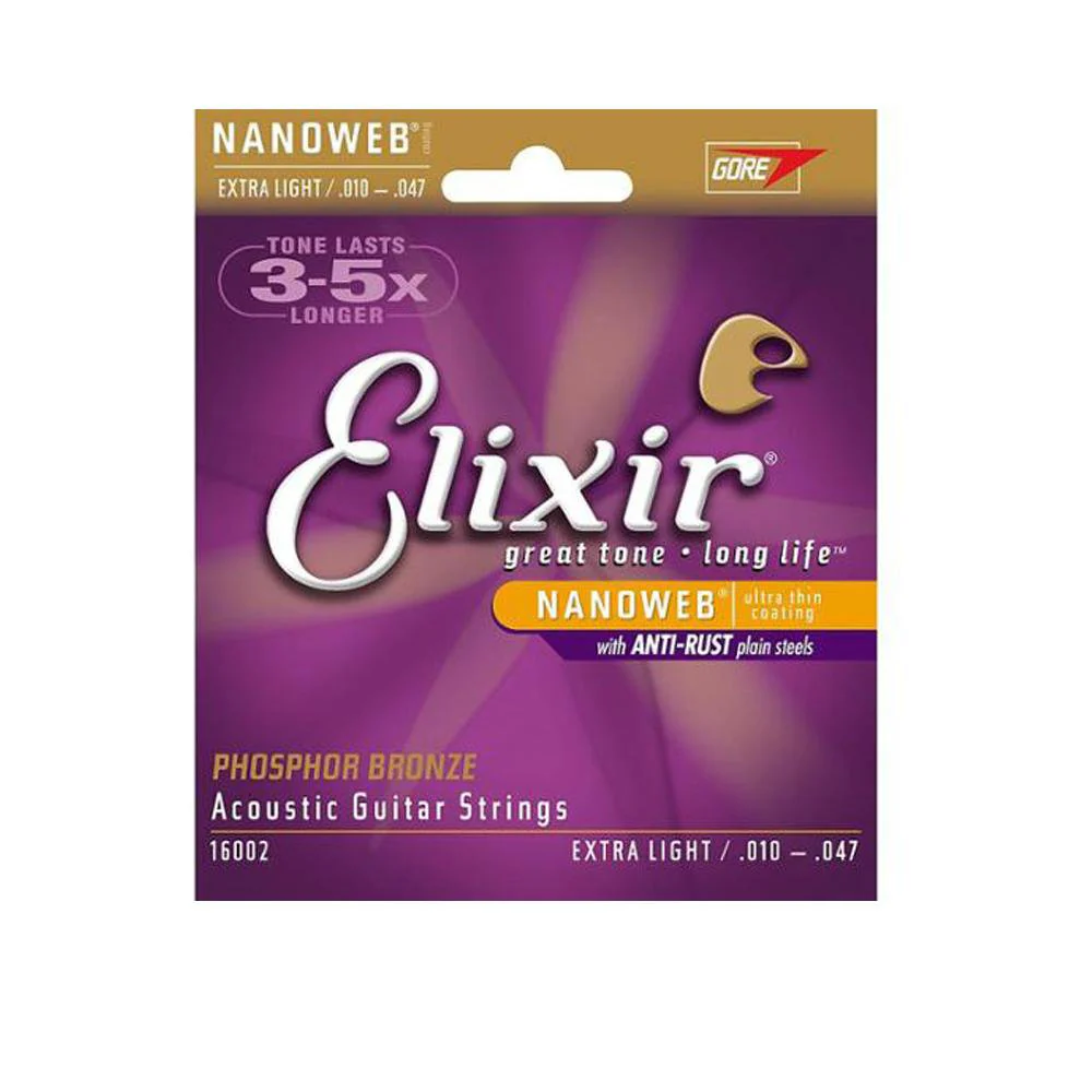Elixir 3313216002 Phosphor Bronze Acoustic Guitar Strings - 10-47