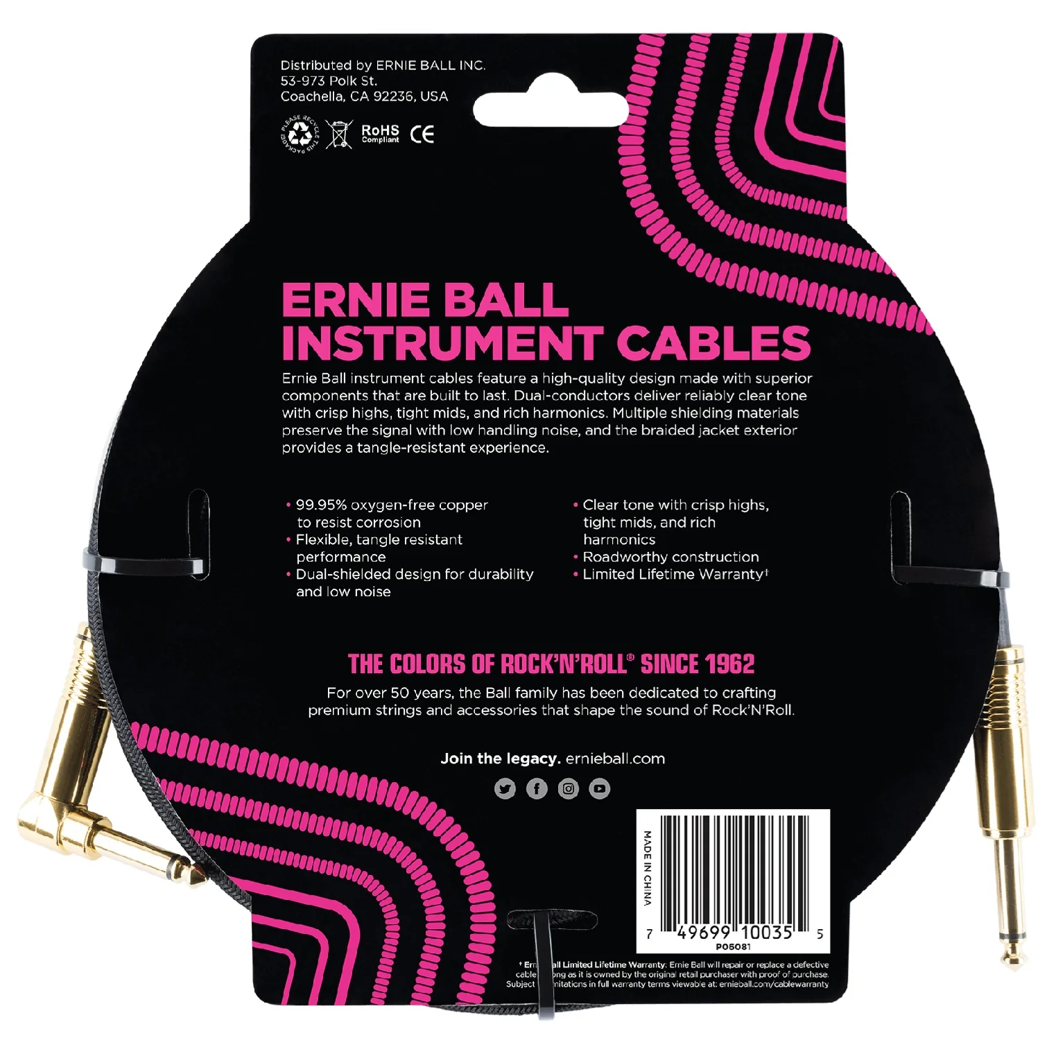Ernie Ball 10' Braided Straight Angle Instrument Cable - Image 10