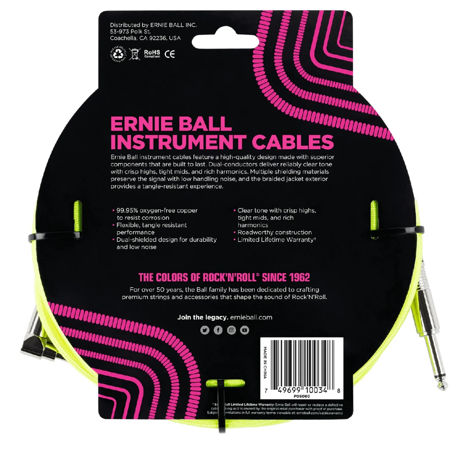 Ernie Ball 10' Braided Straight Angle Instrument Cable - Image 8