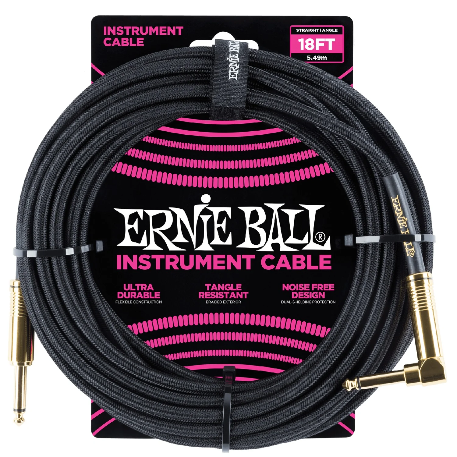 Ernie Ball 18' Braided Straight Angle Instrument Cable - Image 6