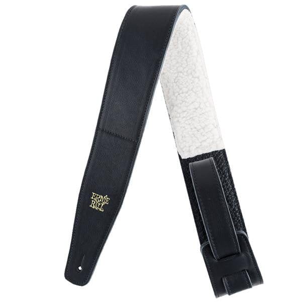 Ernie Ball 2.5-Inch Adjustable Guitar Strap Italian Leather with Fur Padding - Image 2