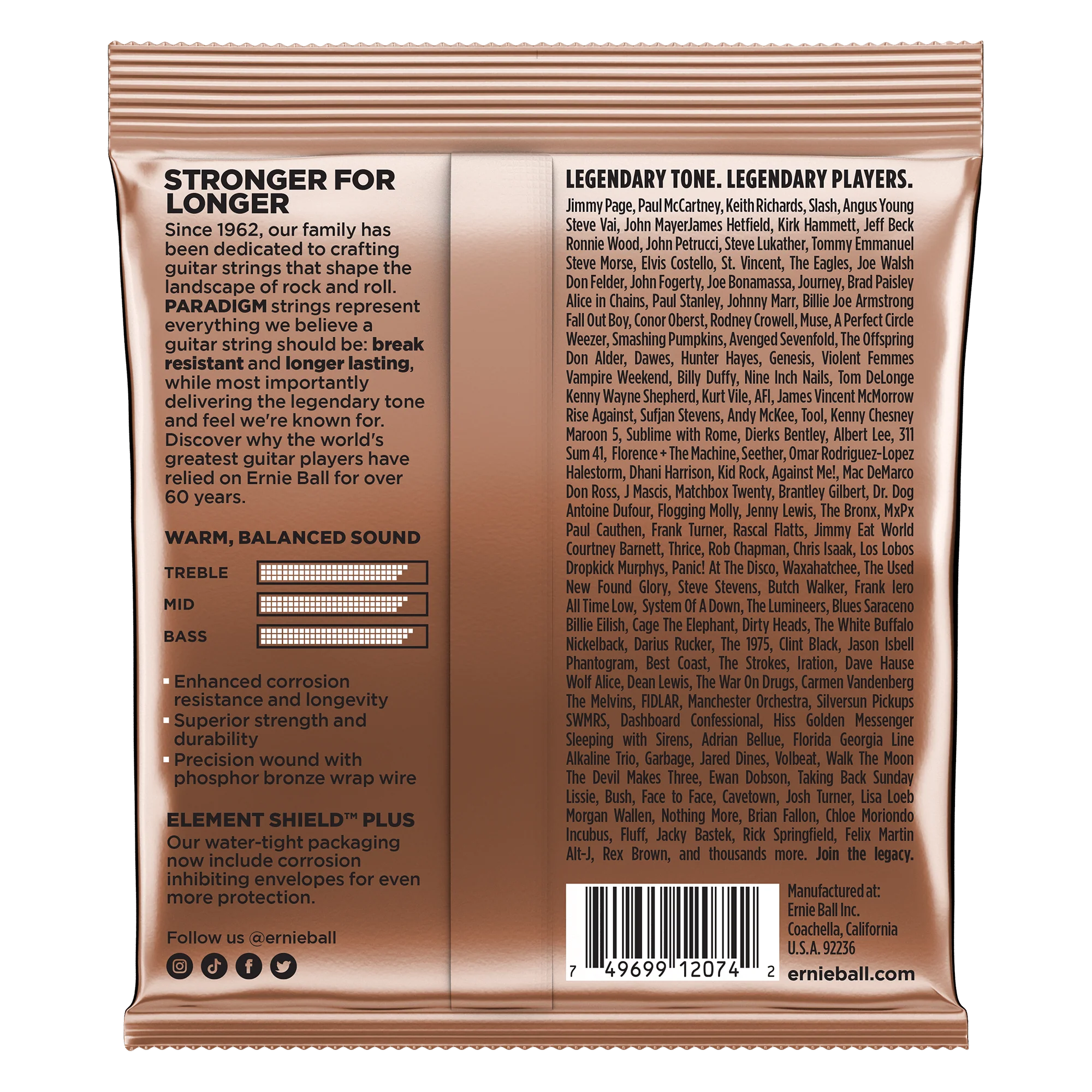 Ernie Ball 2074 Paradigm Medium Phosphor Bronze Acoustic Guitar Strings - 13-56 - Image 2