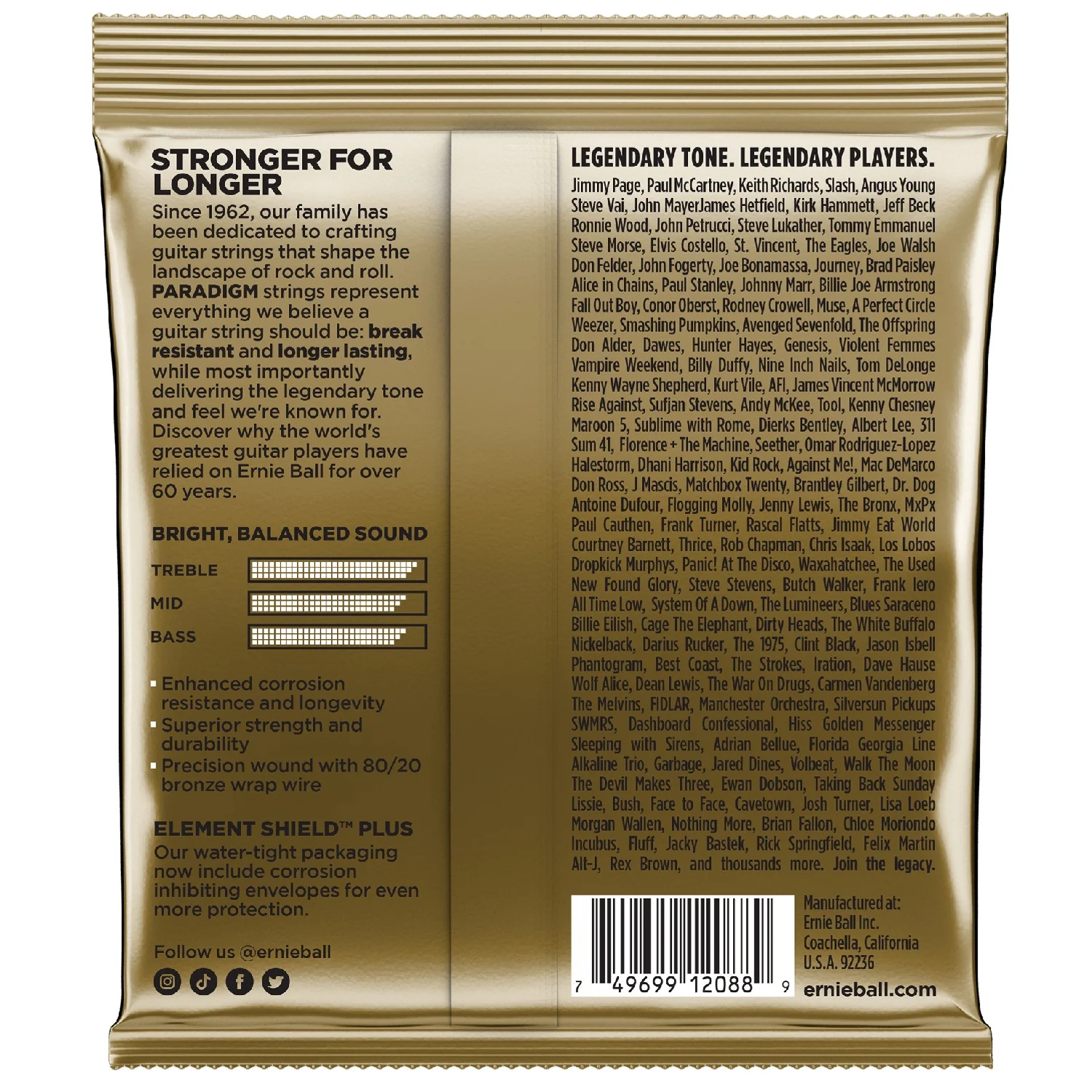 Ernie Ball 2088 Paradigm 80/20 Bronze Acoustic Guitar Strings Light - 11-52 - Image 2