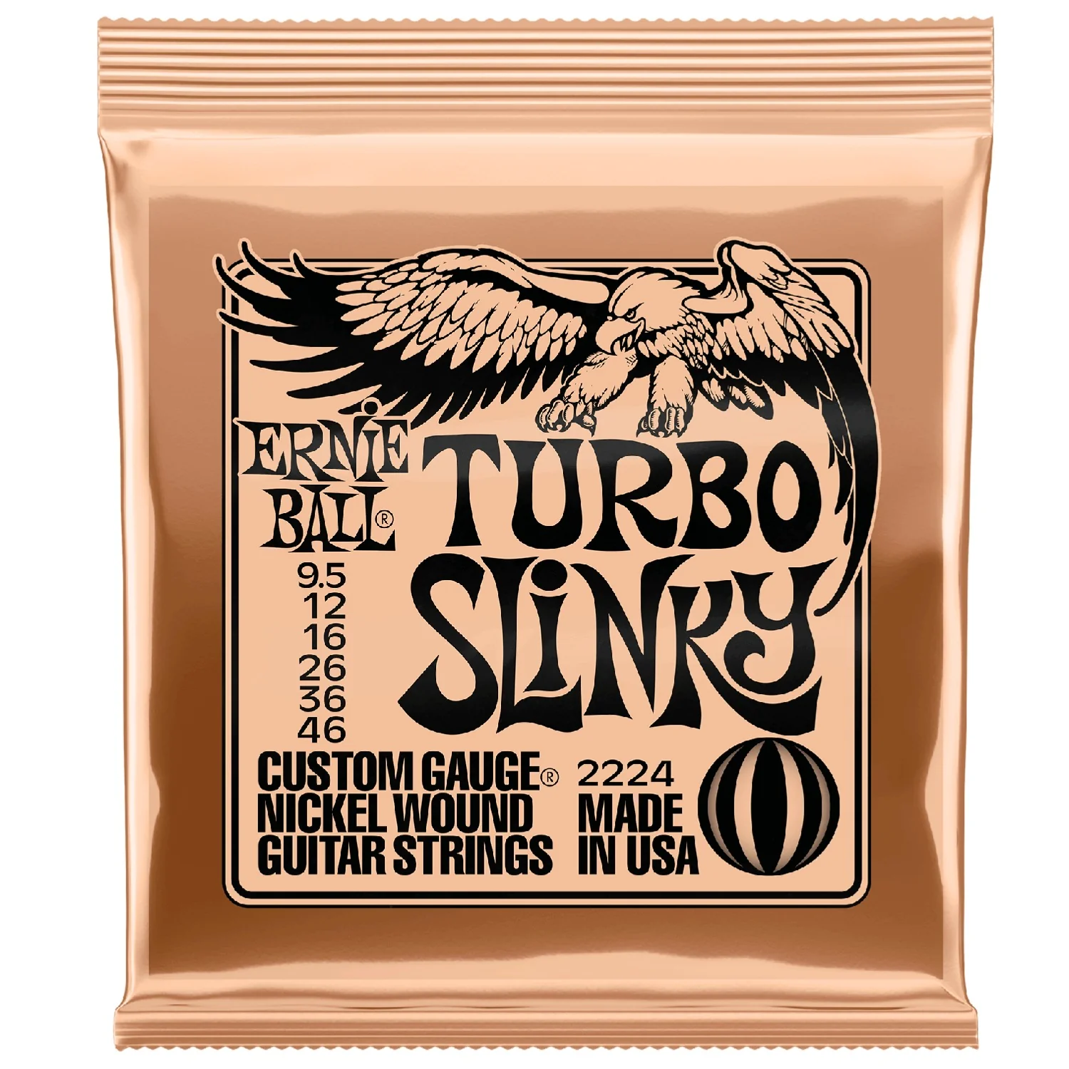 Ernie Ball 2224 Turbo Slinky Nickel Wound Electric Guitar Strings 9.5-46