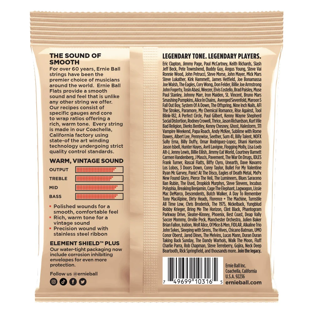 Ernie Ball 2580 Light Flatwound Electric Guitar Strings - 11-50 - Image 2