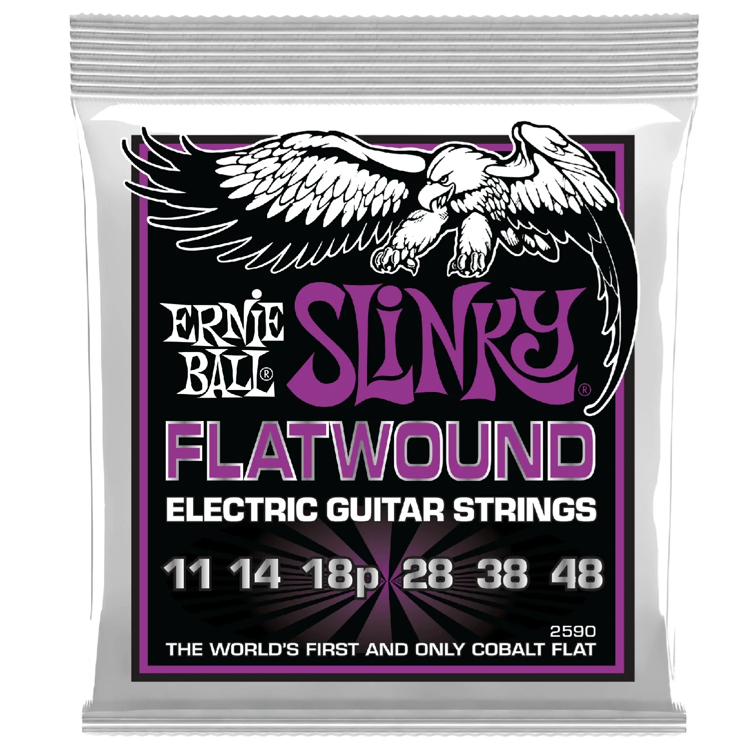 Ernie Ball 2590 Power Slinky Flatwound Electric Guitar Strings - .011-.048