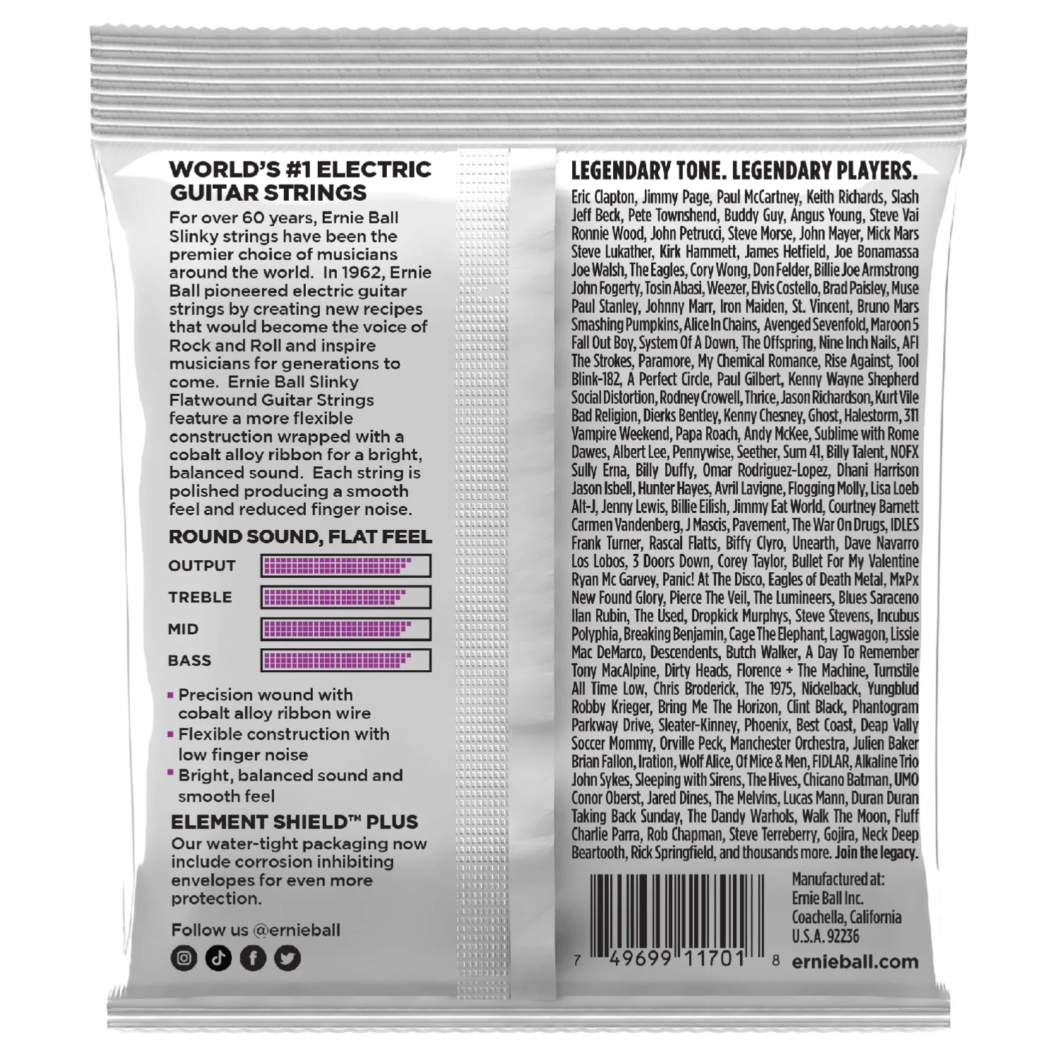 Ernie Ball 2590 Power Slinky Flatwound Electric Guitar Strings - .011-.048 - Image 2
