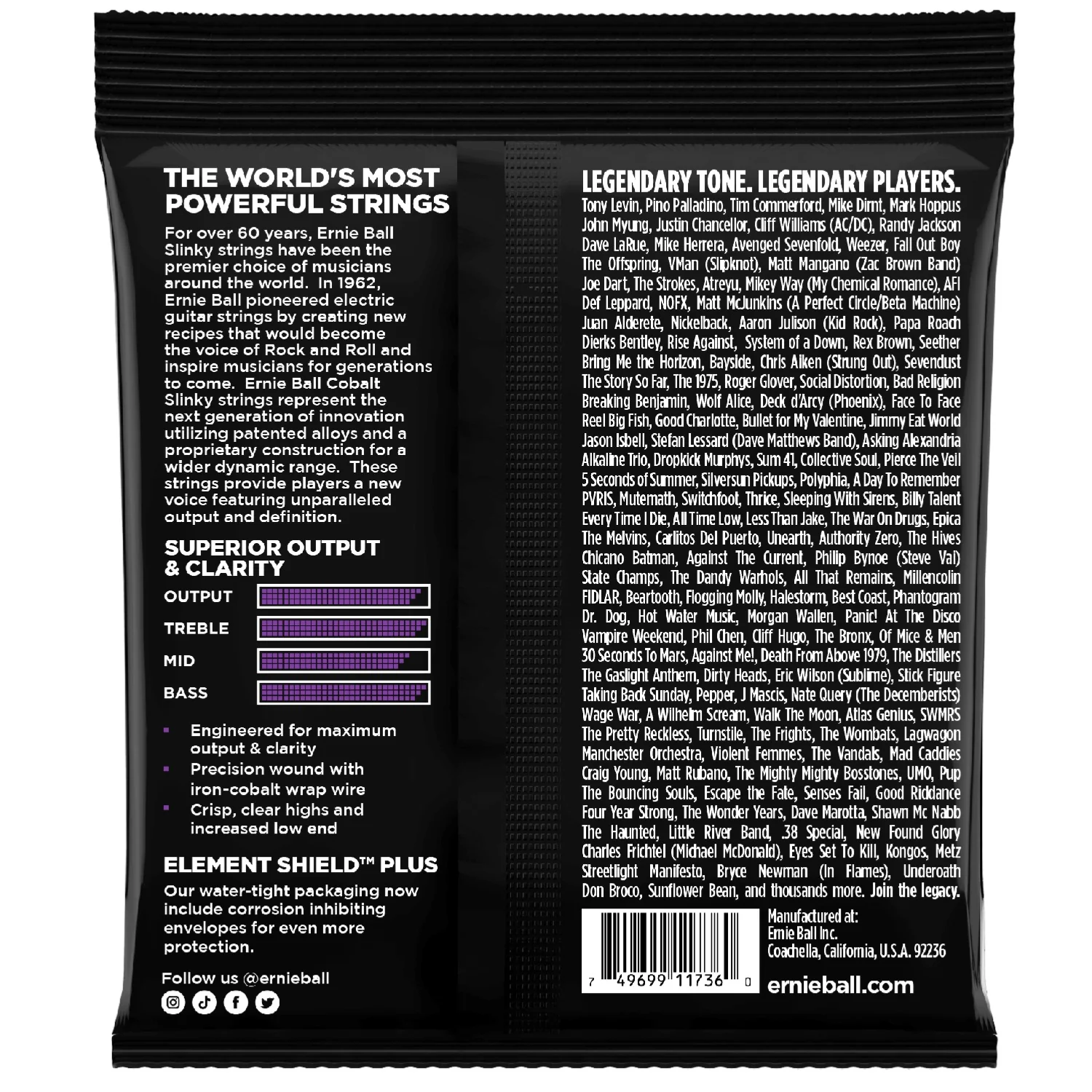 Ernie Ball 2738 Power Slinky Cobalt Electric Bass 5 String - 50-135 - Image 2