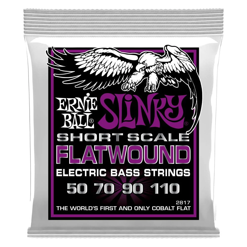 Ernie Ball 2817 Power Slinky Flatwound Electric Bass Guitar Strings - .050-.110