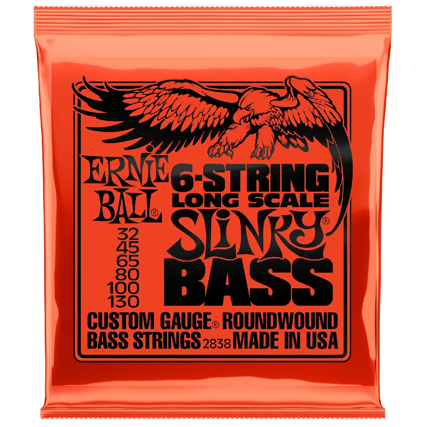 Ernie Ball 2838 Slinky Nickel Round Wound 6-Str. Electric Bass Strings - 0.32-0.130