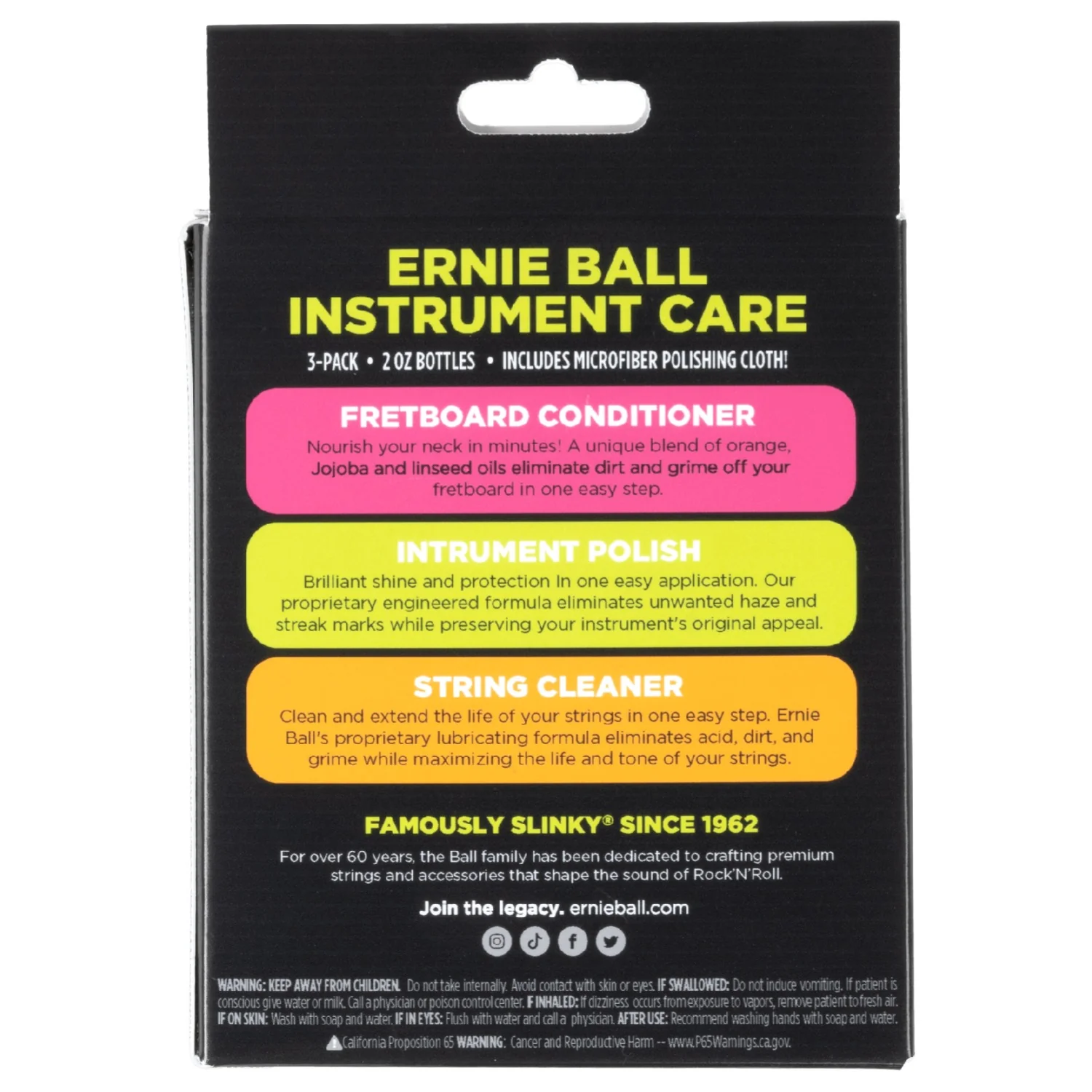 Ernie Ball 3-Pack Instrument Care with Microfiber Polish Cloth - Image 2