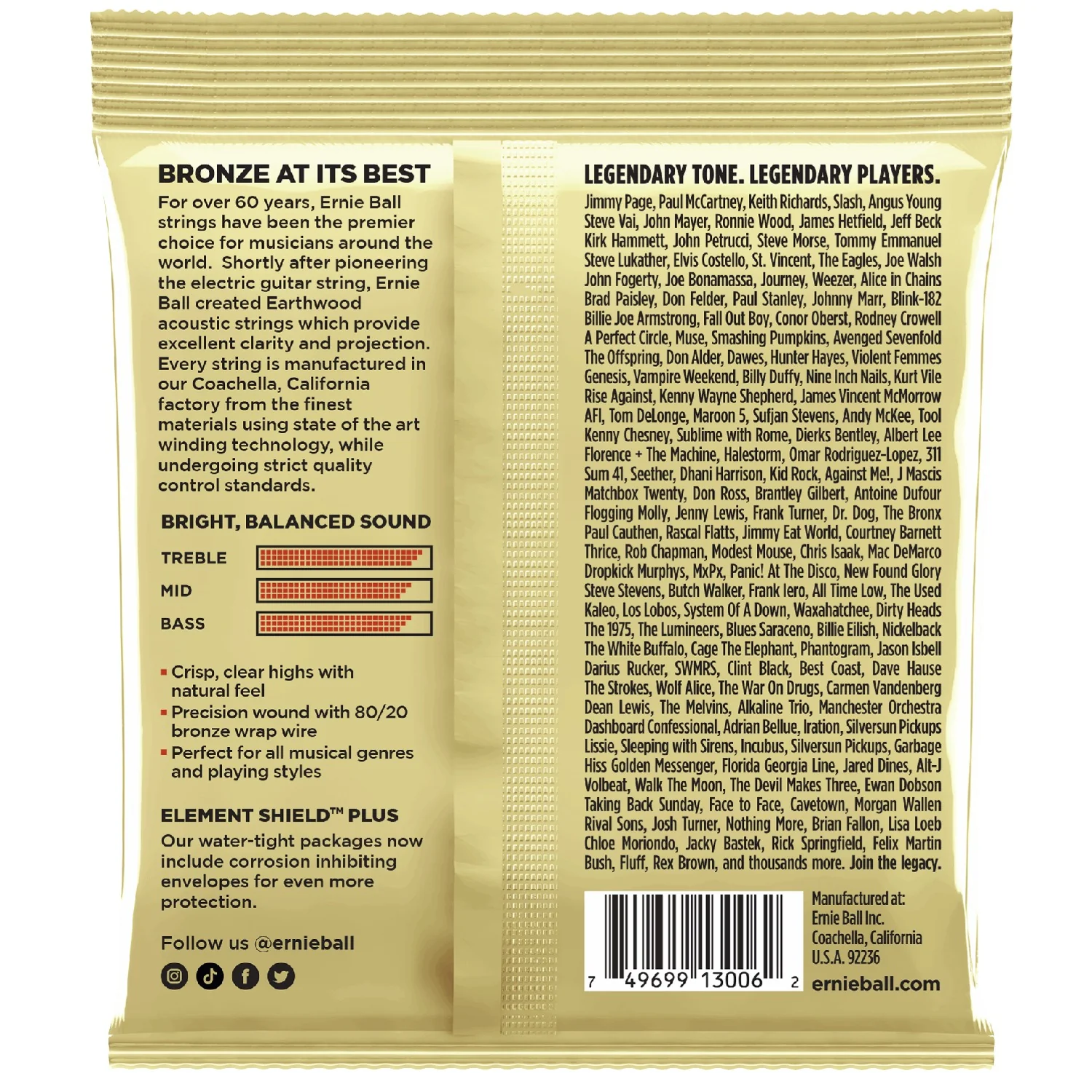Ernie Ball 3006 Extra Light Earthwood 80/20 Bronze Acoustic Guitar Strings 3 Pack - .10-.50 - Image 2