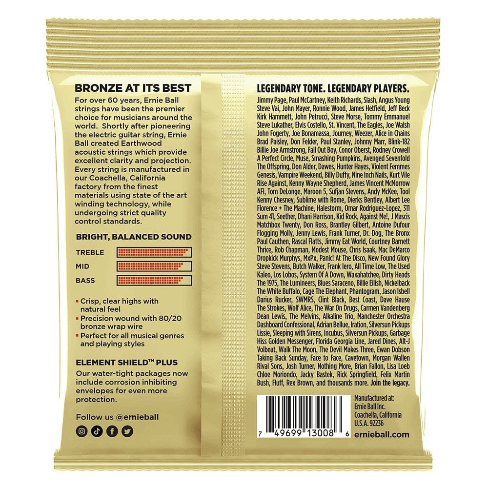Ernie Ball 3008 Rock and Blues with Plain G Earthwood 80/20 Bronze Acoustic Guitar String 3 Pack - .10-.52 - Image 2