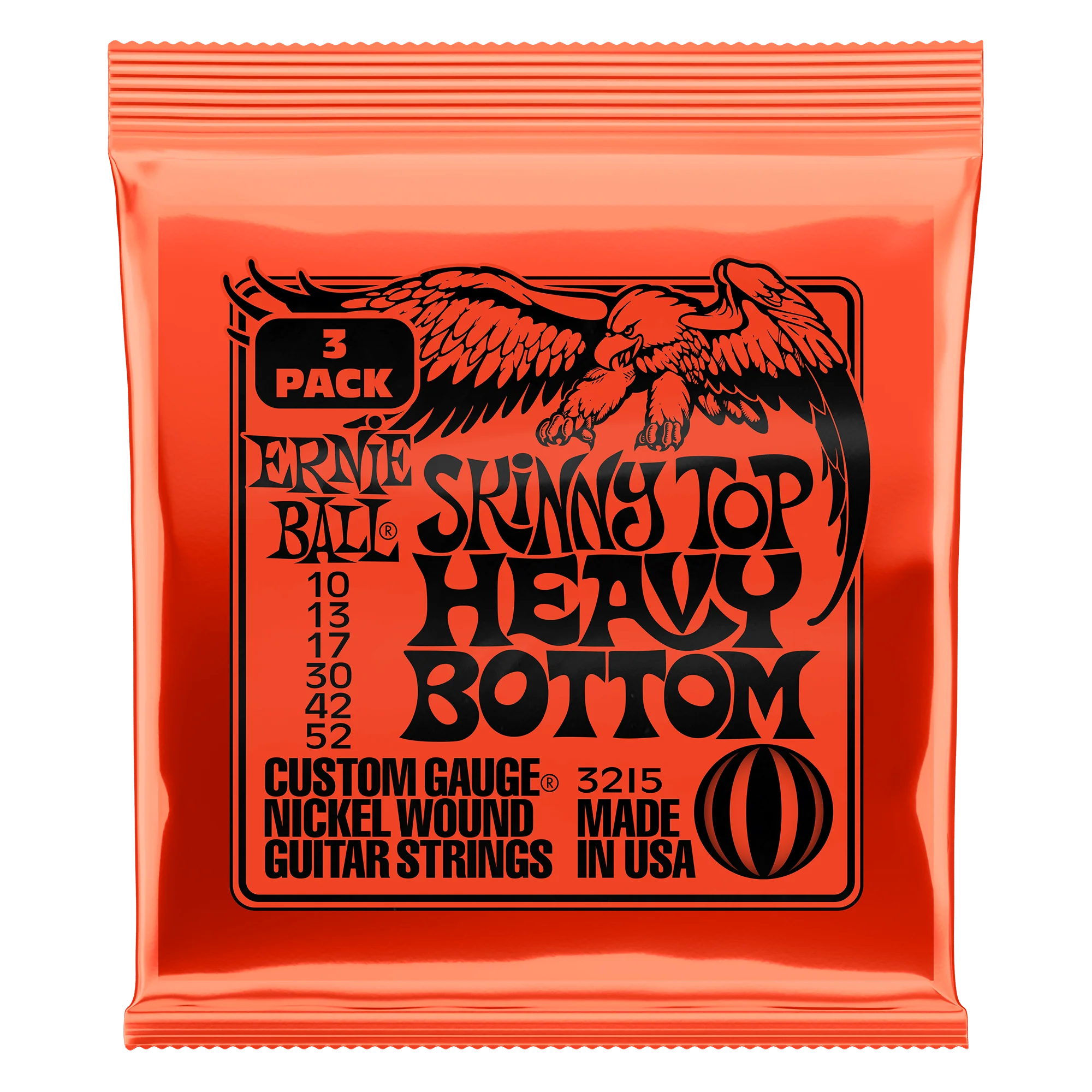 Ernie Ball 3215 Skinny Top Heavy Bottom Slinky Nickel Wound Electric Guitar Strings 3 Pack 10-52