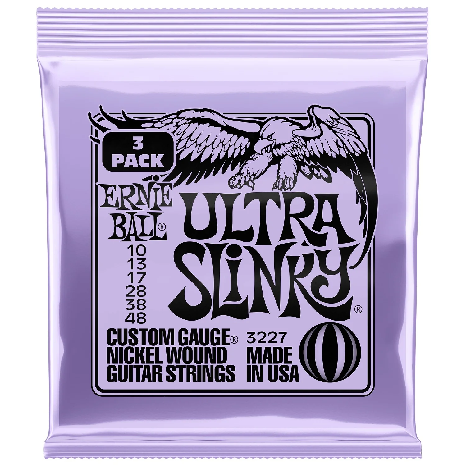Ernie Ball 3227 Ultra Slinky Nickel Wound Electric Guitar Strings 3 Pk - .10-.48