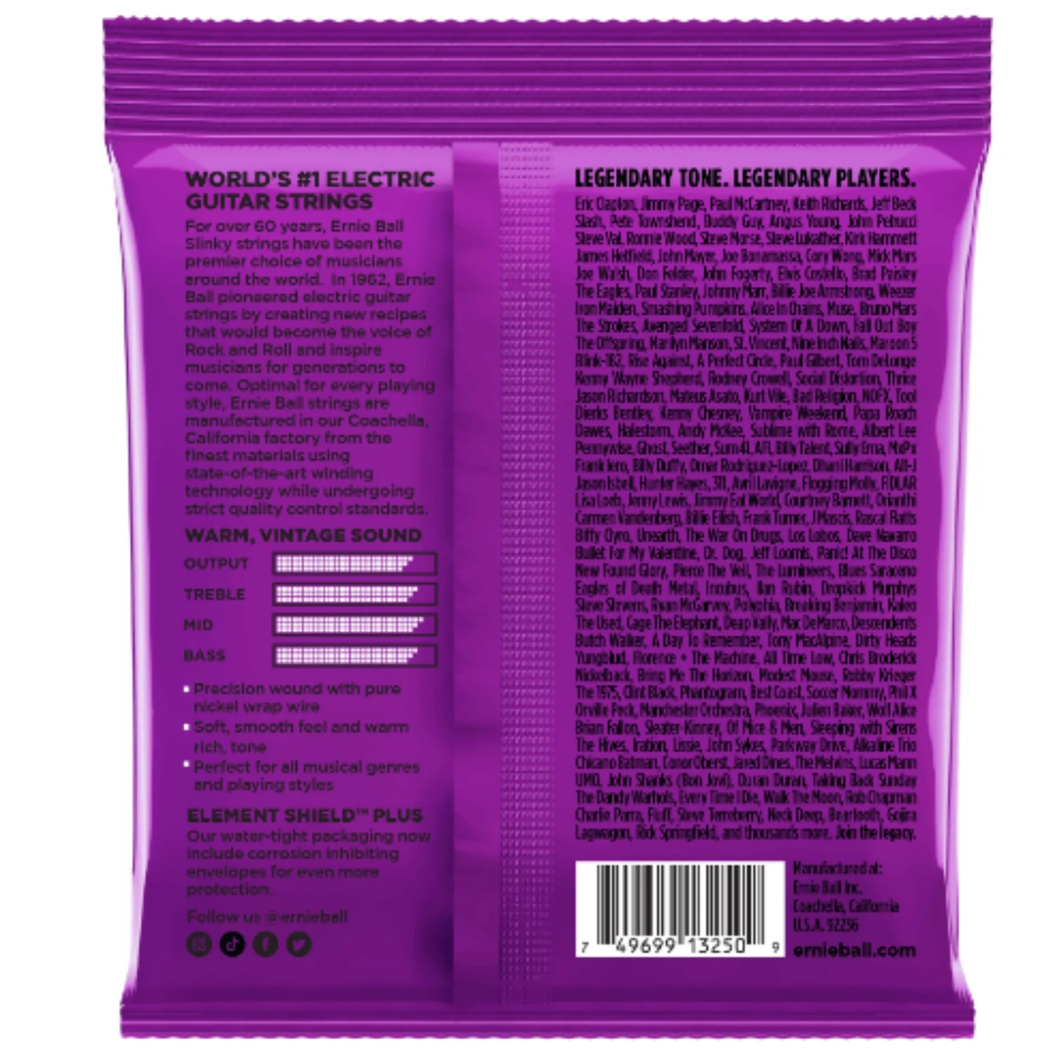 Ernie Ball 3250 Power Slinky Classic Pure Nickel Electric Guitar Strings - Pack of 3 - .11-.48 - Image 2