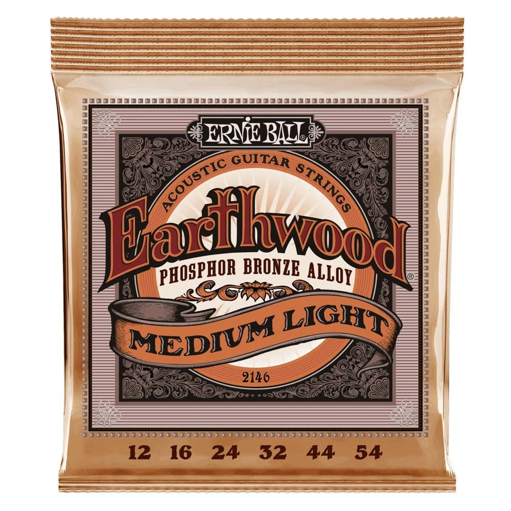 Ernie Ball 3543 Medium Light Earthwood Phosphor Bronze Acoustic Guitar Strings - .12-.54