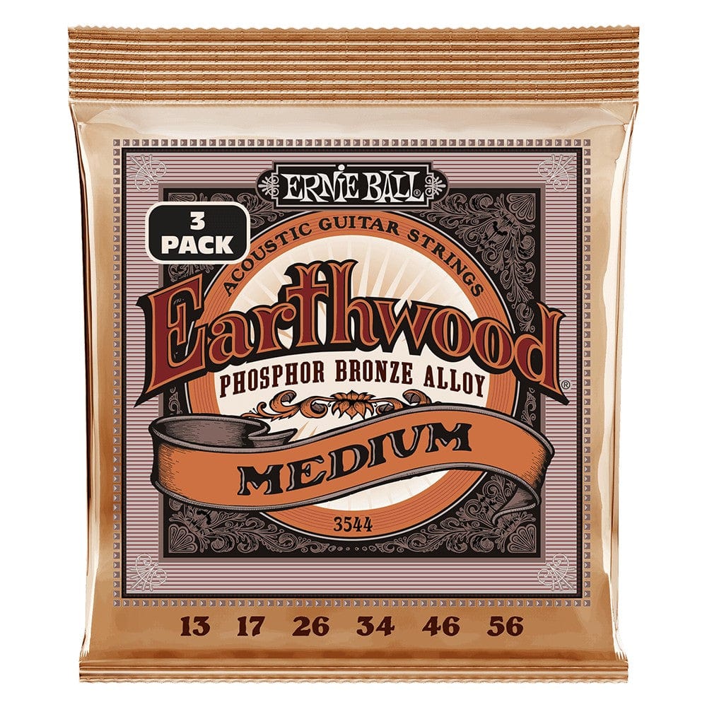 Ernie Ball 3544 Medium Earthwood Phosphor Bronze Acoustic Guitar Strings  - .13-.56