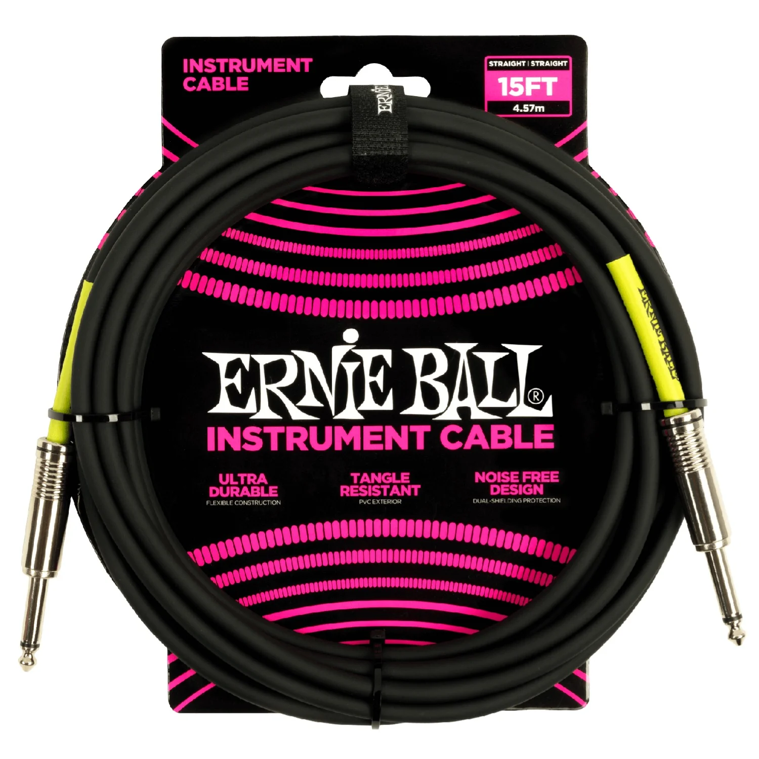 Ernie Ball 6399 15ft PVC Straight Instrument Cable - Black