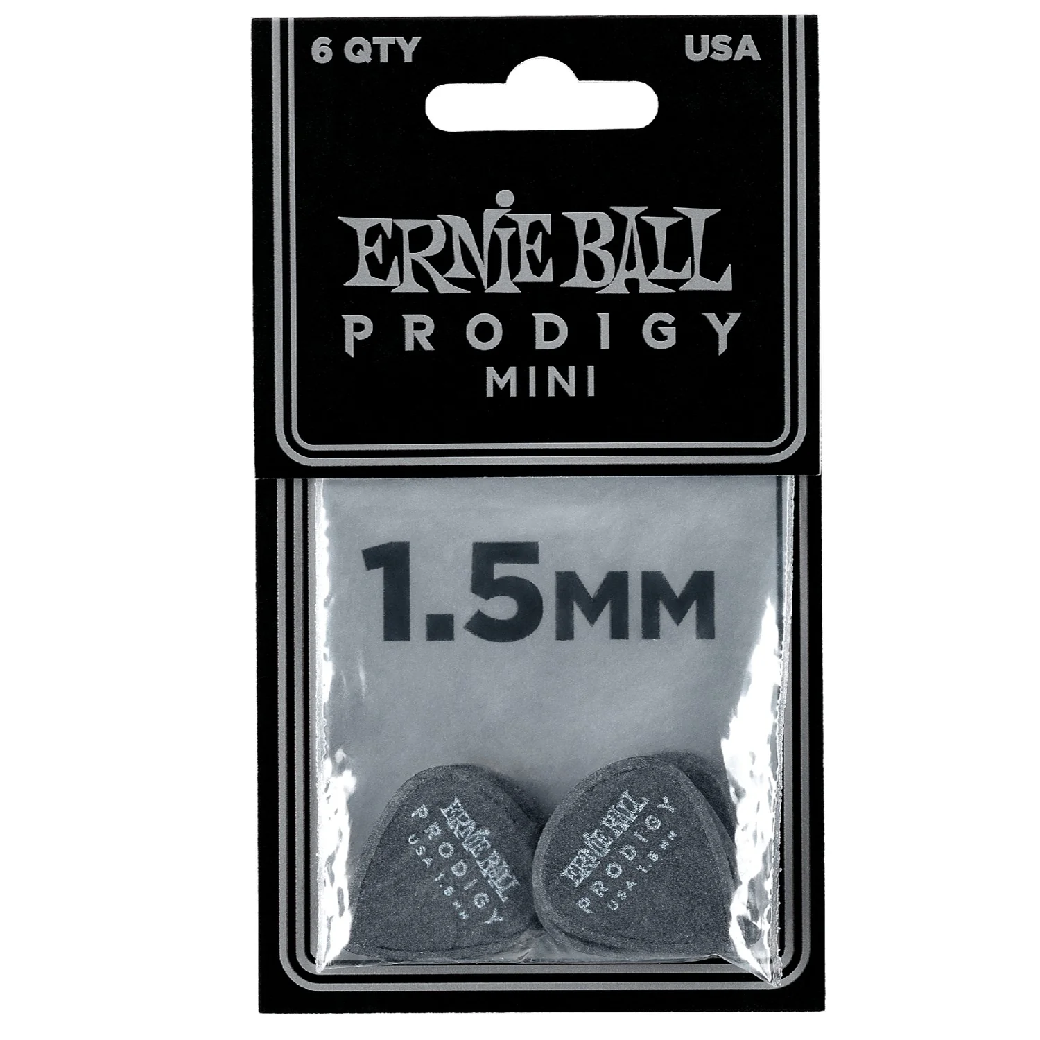 Ernie Ball 9200 Mini Prodigy Guitar Picks - Pack of 6 - 1.5mm Black - Image 2
