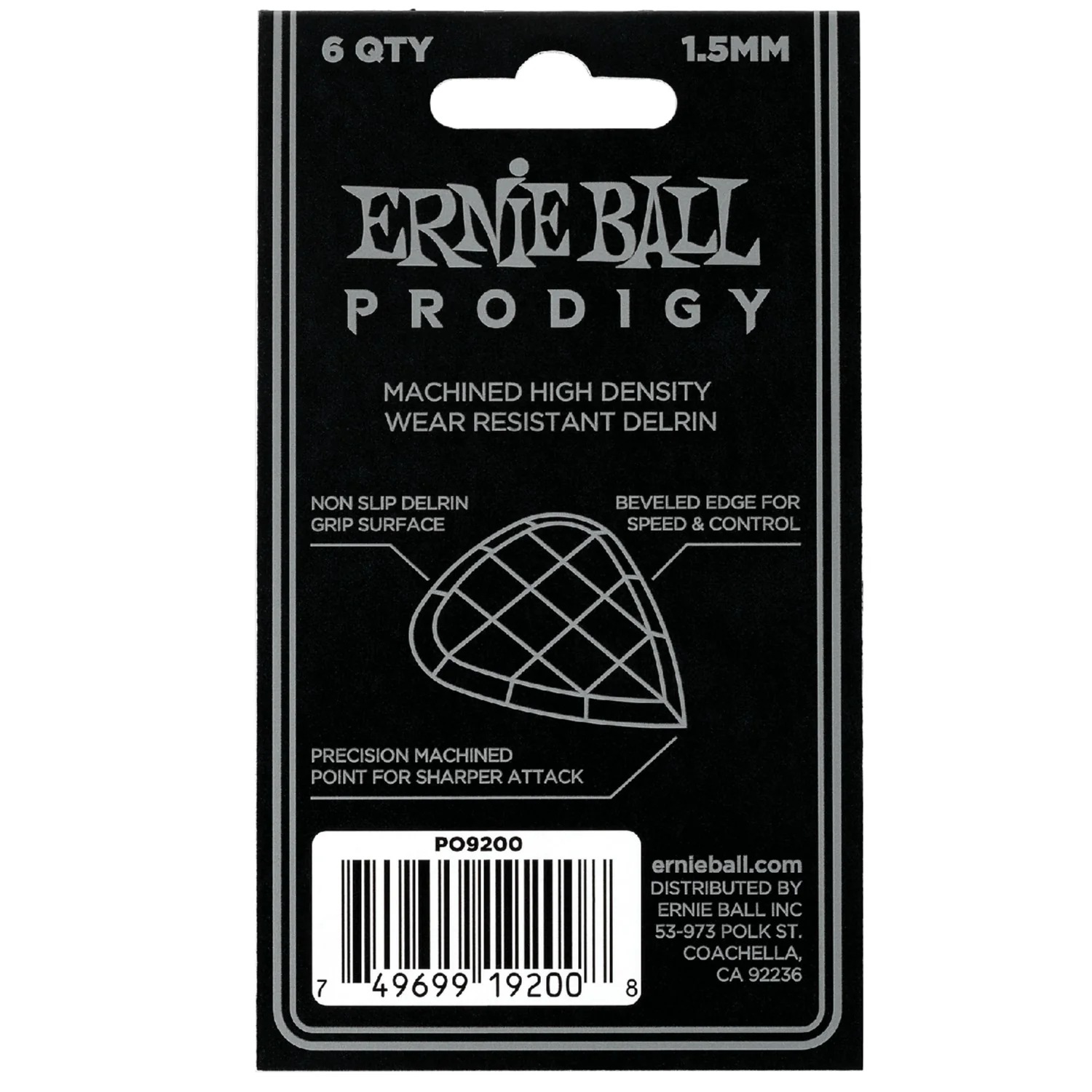 Ernie Ball 9200 Mini Prodigy Guitar Picks - Pack of 6 - 1.5mm Black - Image 3
