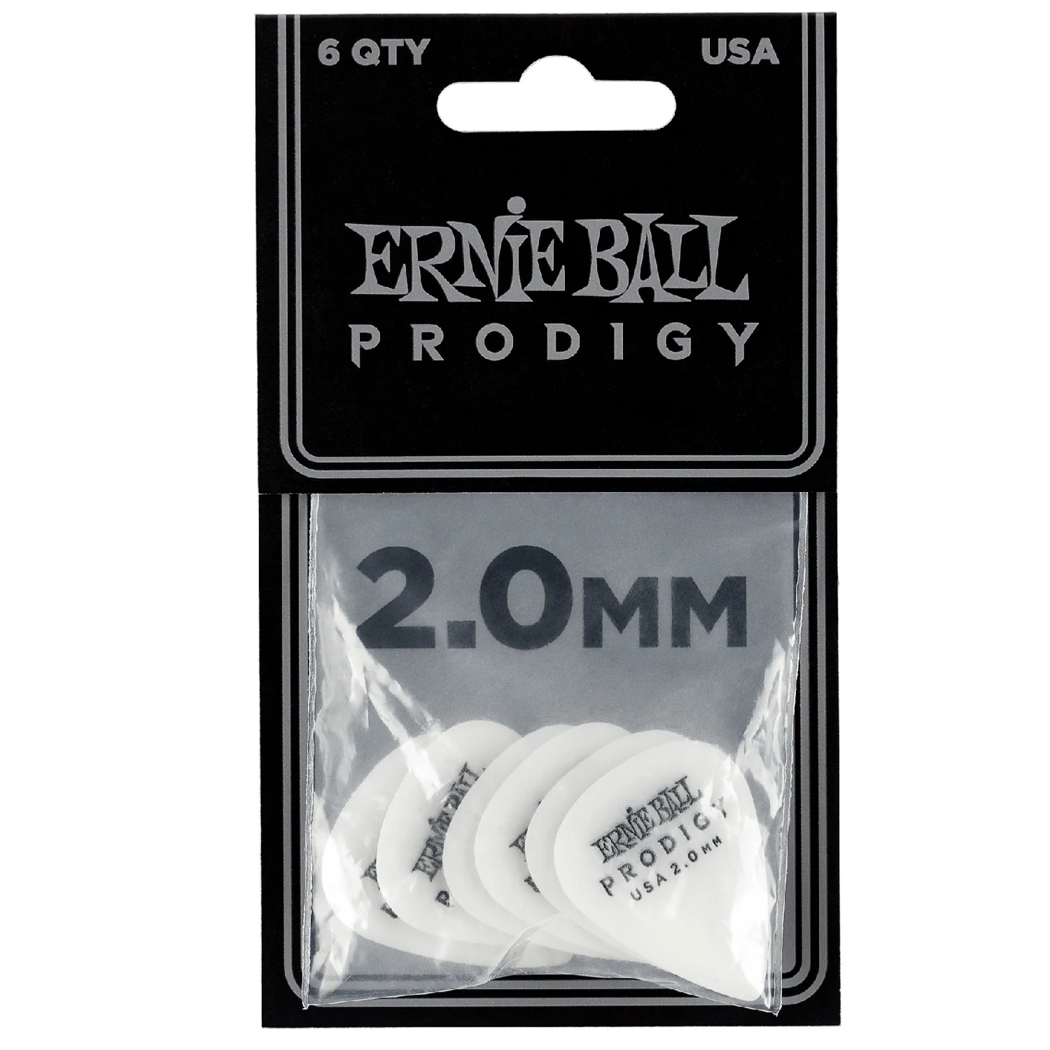 Ernie Ball 9202 Standard Prodigy Guitar Picks - Pack of 6 - 2.0mm White - Image 2